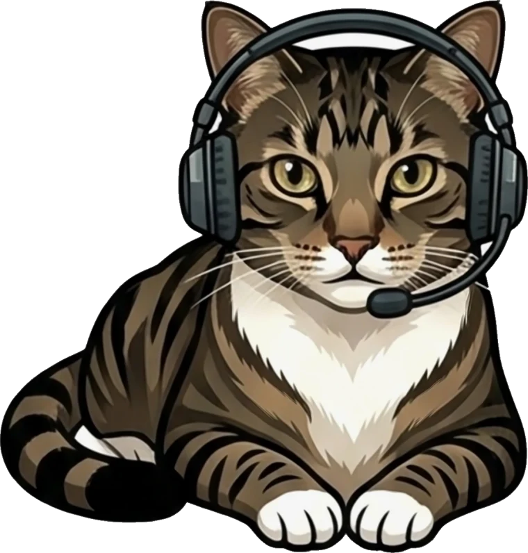 Stinker, unser Maskottchen, mit Headset